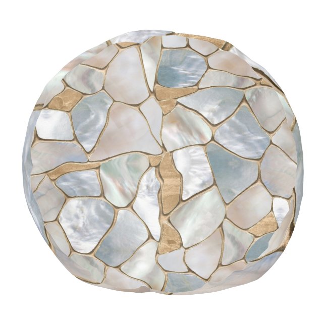 Mother of pearl and Gold cells abstract Pouf (Bottom)