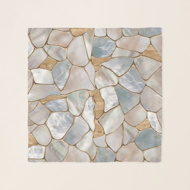 Mother of pearl and Gold cells abstract Scarf (Front)