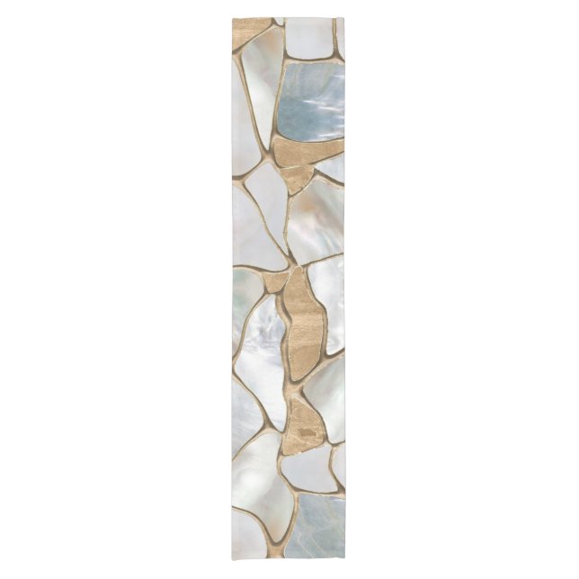 Mother of pearl and Gold cells abstract Short Table Runner (Front)