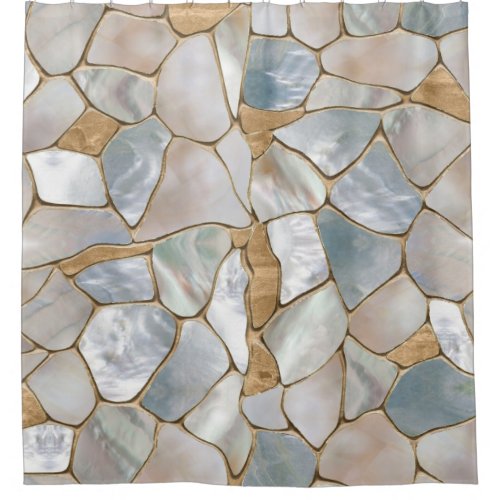 Mother of pearl and Gold cells abstract Shower Curtain