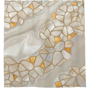 Mother of pearl and gold cells Abstract Shower Curtain