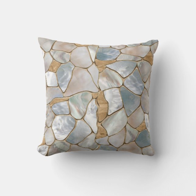 Mother of pearl and Gold cells abstract Throw Pillow (Front)