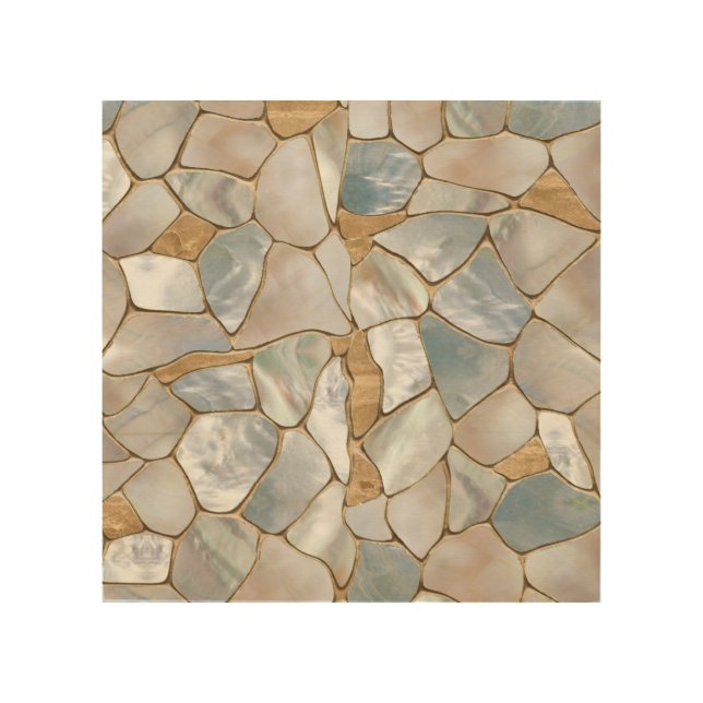 Mother of pearl and Gold cells abstract Wood Wall Art (Front)