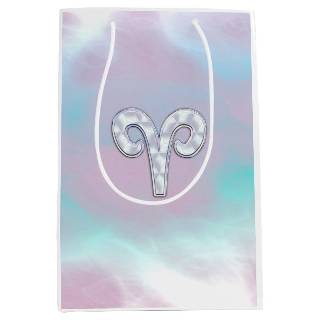 Mother of Pearl Aries Zodiac Symbol Decor Medium Gift Bag (Front)
