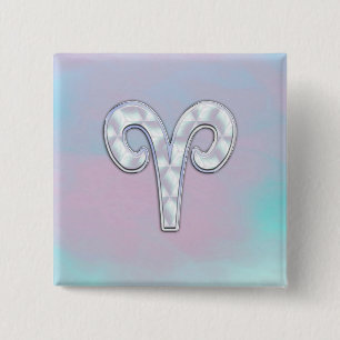 Mother of Pearl Aries Zodiac Symbol Decor Pinback Button