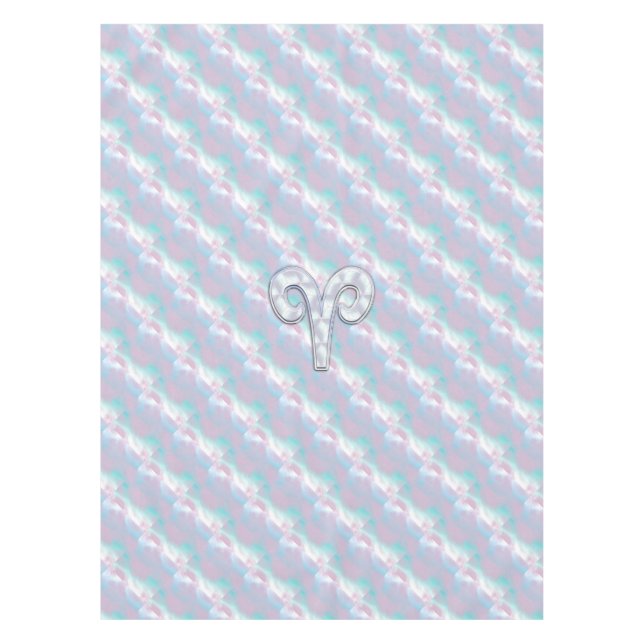 Mother of Pearl Aries Zodiac Symbol Decor Tablecloth (Front)