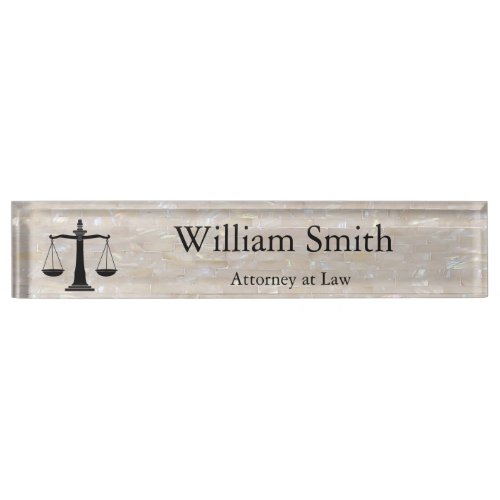 Mother of Pearl Attorney at Law Professional Desk Name Plate