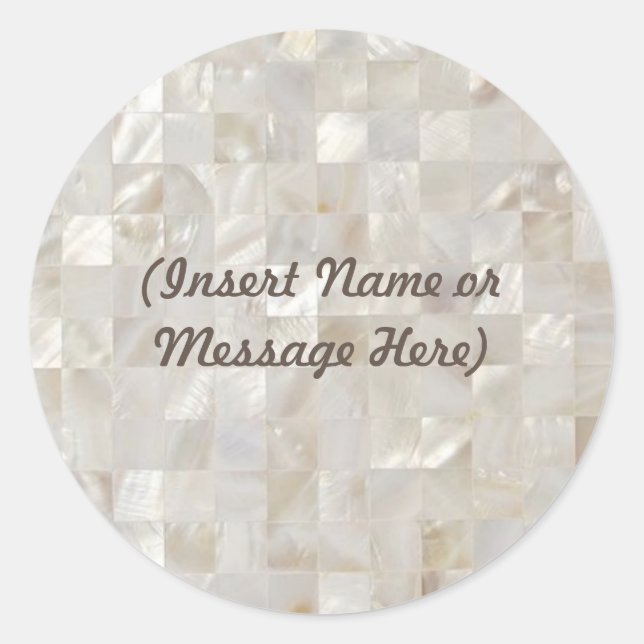 Mother of Pearl, Beige Personalized Classic Round Sticker (Front)