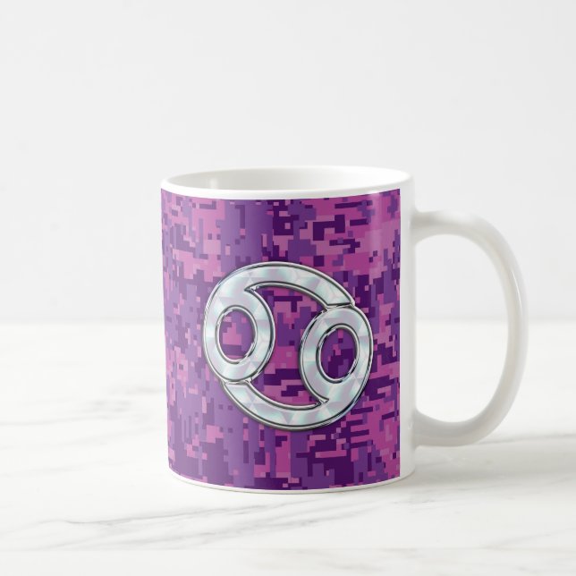 Mother of Pearl Cancer Zodiac Sign on Digital Camo Coffee Mug (Right)