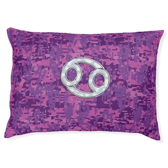 Mother of Pearl Cancer Zodiac Sign on Digital Camo Pet Bed (Front)
