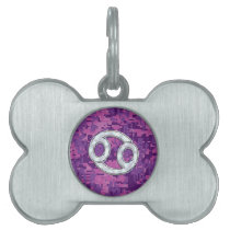 Mother of Pearl Cancer Zodiac Sign on Digital Camo Pet ID Tag