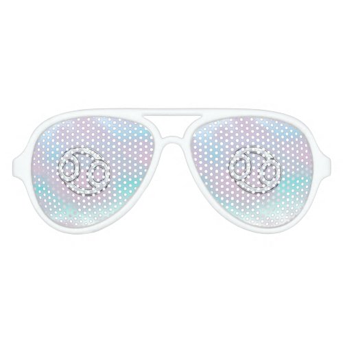 Mother of Pearl Cancer Zodiac Symbol Decor Aviator Sunglasses