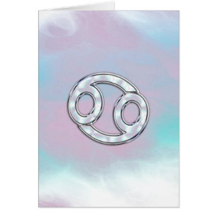 Mother of Pearl Cancer Zodiac Symbol Decor Cards