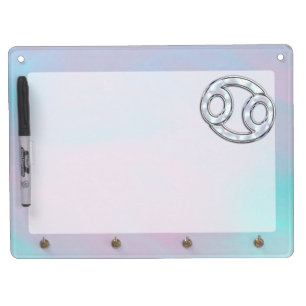 Mother of Pearl Cancer Zodiac Symbol Decor Dry Erase Board With Keychain Holder