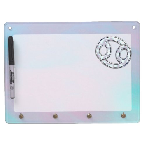 Mother of Pearl Cancer Zodiac Symbol Decor Dry Erase Board With Keychain Holder