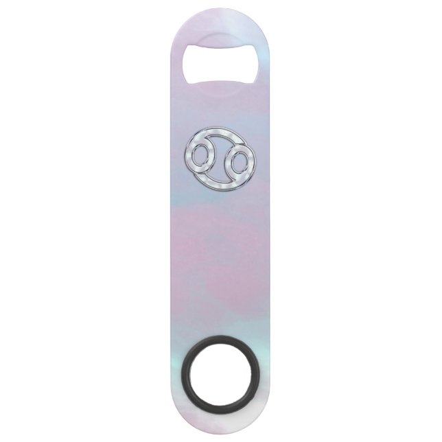 Mother of Pearl Cancer Zodiac Symbol Decor Speed Bottle Opener (Front)