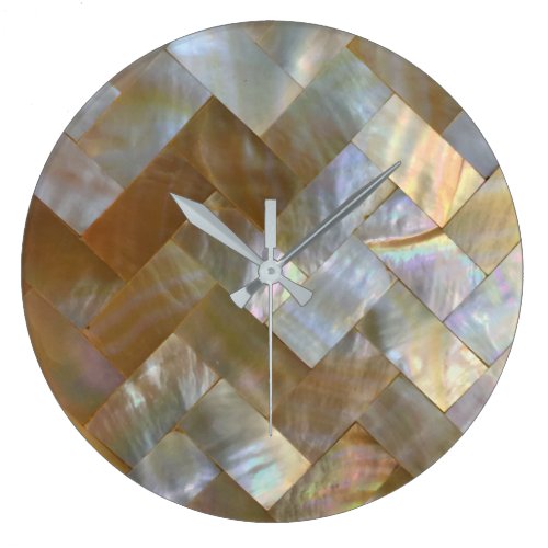 Mother of Pearl Capiz Weave Large Clock