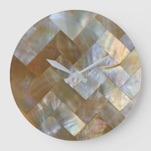 Mother of Pearl Capiz Weave Large Clock