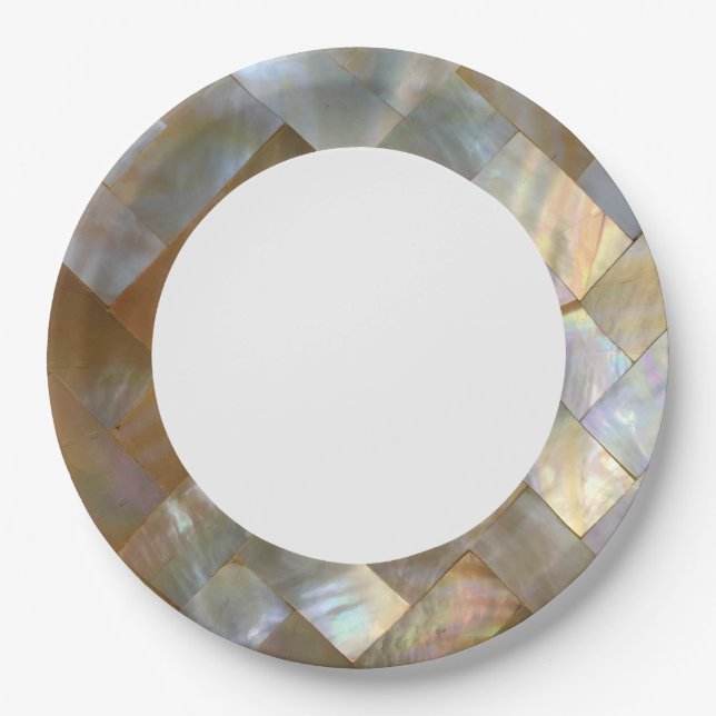 Mother of Pearl Capiz Weave Paper Plates (Front)