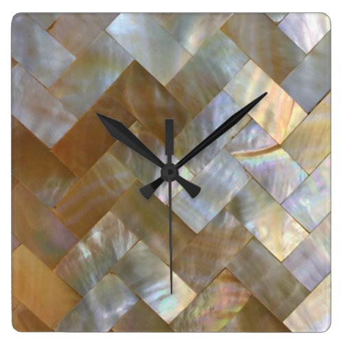 Mother of Pearl Capiz Weave Square Wall Clock