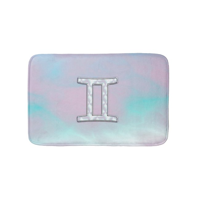 Mother of Pearl Decor Gemini Zodiac Symbol Bath Mat (Front)