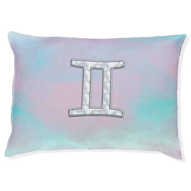 Mother of Pearl Decor Gemini Zodiac Symbol Pet Bed (Front)