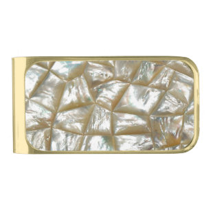 Mother of Pearl Design Gold Finish Money Clip