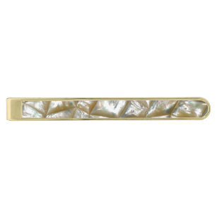 Mother of Pearl Design Gold Finish Tie Bar