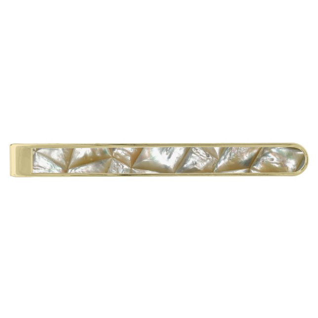 Mother of Pearl Design Gold Finish Tie Bar (Front)