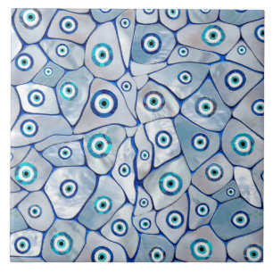 Mother of pearl Evil Eye Pattern Ceramic Tile