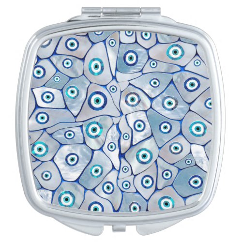 Mother of pearl Evil Eye Pattern Compact Mirror