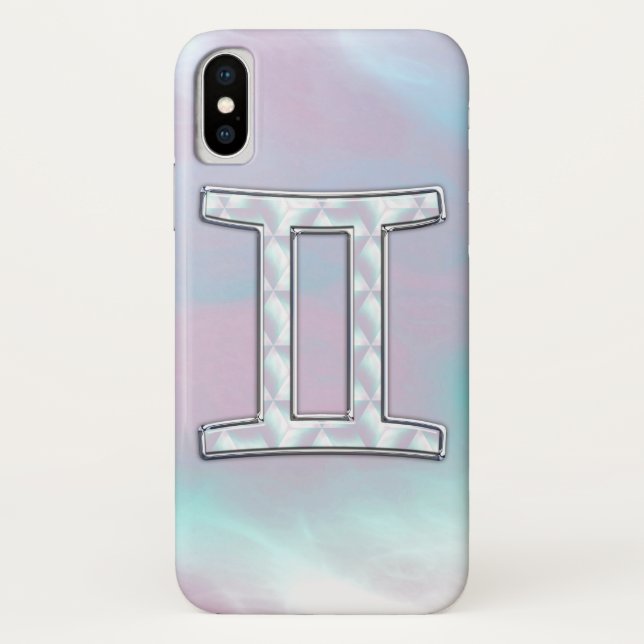 Mother of Pearl Gemini Zodiac Symbol Case-Mate iPhone Case (Back)