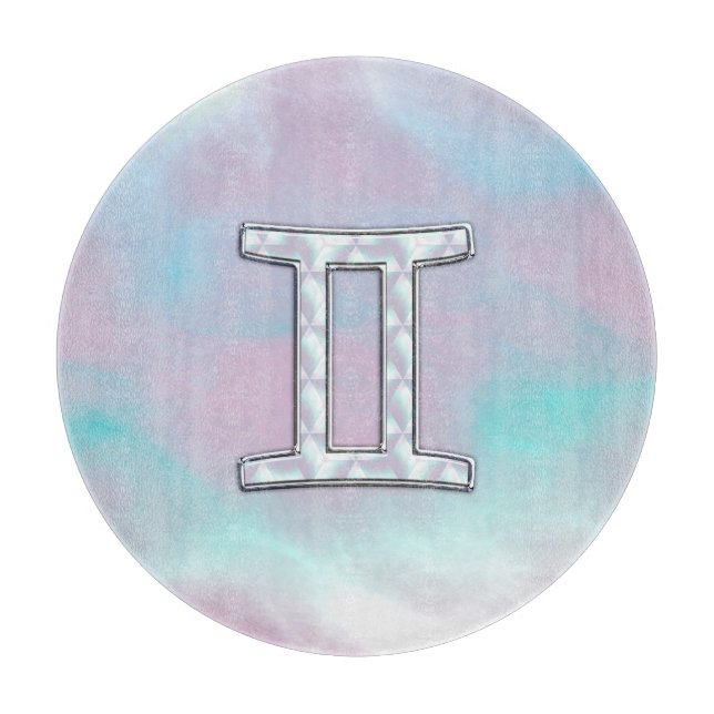 Mother of Pearl Gemini Zodiac Symbol Cutting Board (Front)