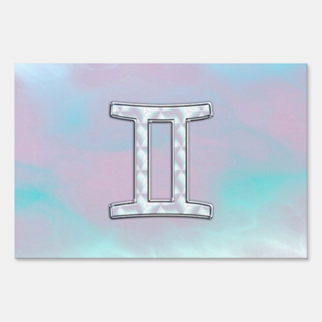 Mother of Pearl Gemini Zodiac Symbol Sign (Front)
