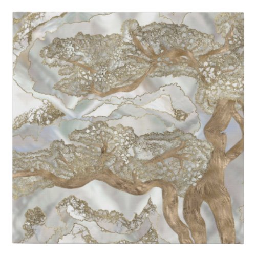 Mother of pearl Golden Tree Faux Canvas Print
