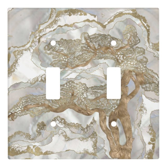 Mother of pearl Golden Tree Light Switch Cover (Front)