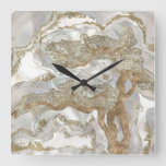 Mother of pearl Golden Tree Square Wall Clock