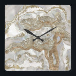 Mother of pearl Golden Tree Square Wall Clock<br><div class="desc">Mother of pearl Golden Tree</div>
