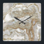 Mother of pearl Golden Tree Square Wall Clock<br><div class="desc">Mother of pearl Golden Tree</div>