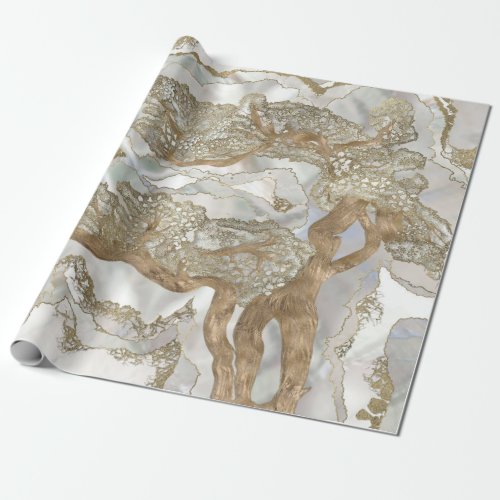 Mother of pearl Golden Tree Wrapping Paper
