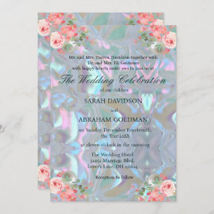 Mother of Pearl Iridescent Elegant Wedding Invita Invitation