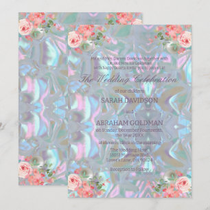 Mother of Pearl Iridescent Elegant Wedding Invitation