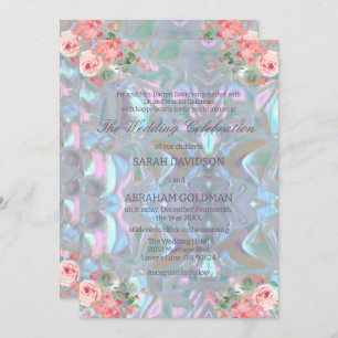 Mother of Pearl Iridescent Elegant Wedding Invitation
