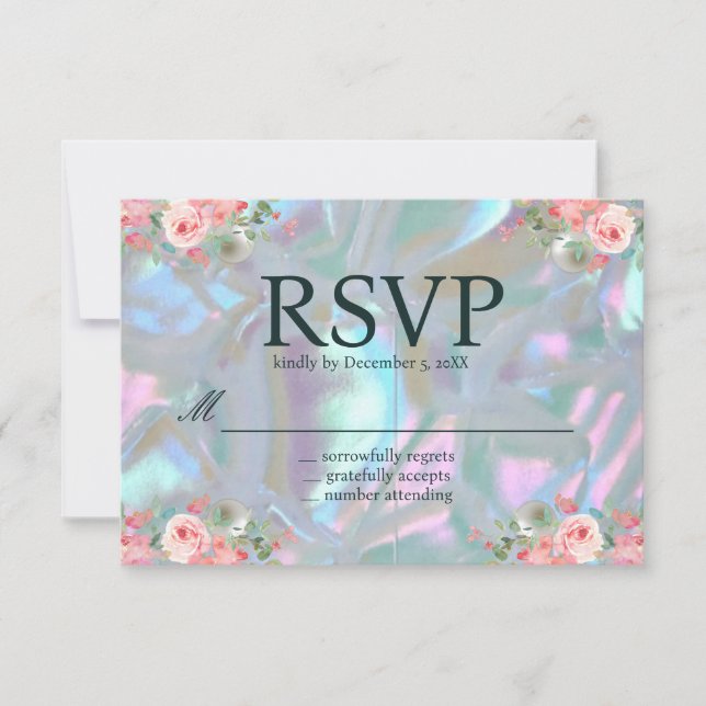 Mother of Pearl Iridescent Elegant Wedding RSVP Invitation (Front)