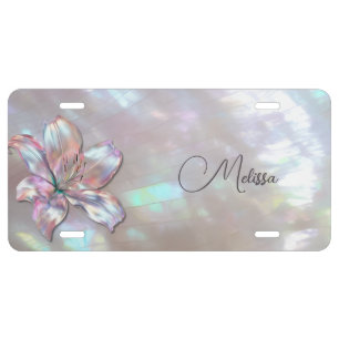 Mother-of-pearl Iridescent Lily License Plate