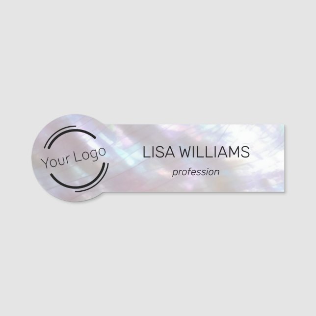 Mother-of-pearl Iridescent | Logo  Name Tag (Front)