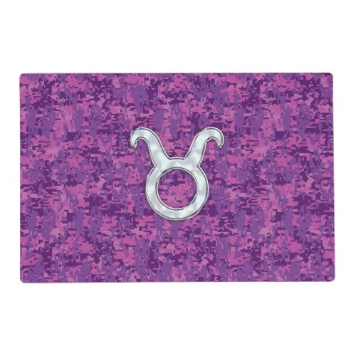 Mother of Pearl Like Taurus Symbol on Digital Camo Placemat