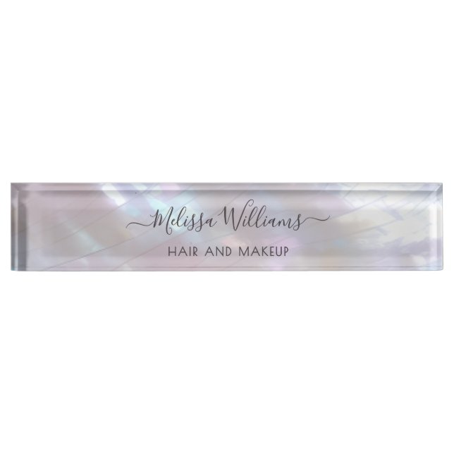 Mother-of-pearl  Monogram Shimmering Desk Name Plate (Front)