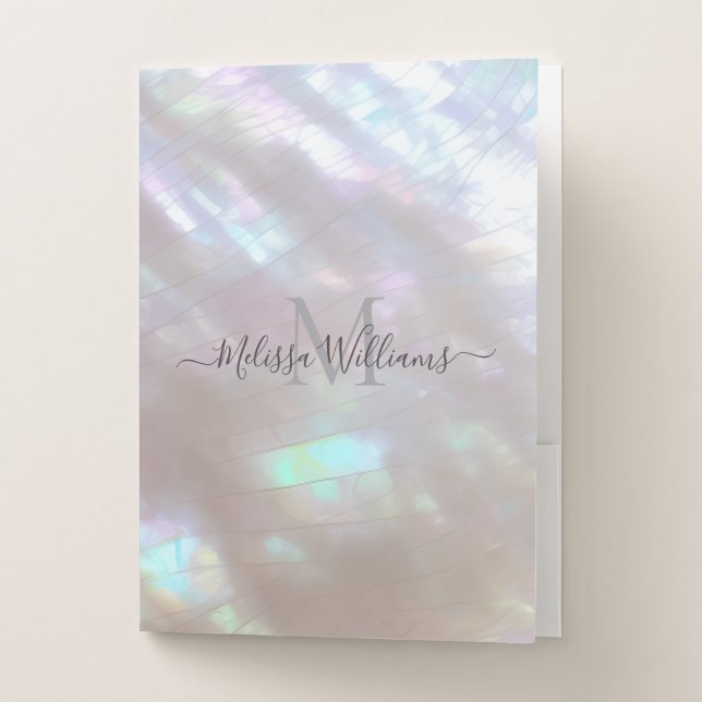 Mother-of-pearl  Monogram Shimmering Pocket Folder (Front)