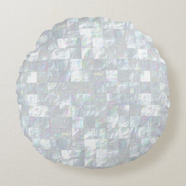 Mother Of Pearl Mosaic Round Pillow (Front)